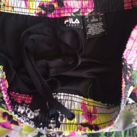 FILA Sport Athletic Running Shorts Floral Print sz L Womens w/Hidden Pocket - Picture 6 of 6